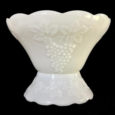 ANCHOR HOCKING ~ Grapes ~ Pair (2) Milk Glass Punch Bowl With Twenty (20) Cups
