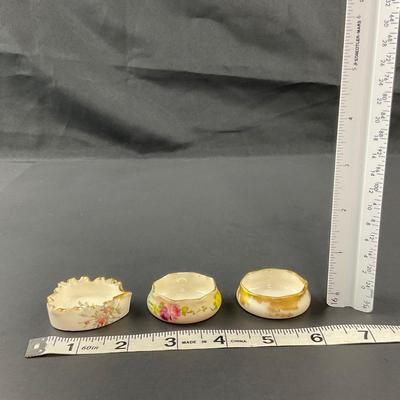 -88- BELLEEK | Hand Painted Salt Cellars | Marked