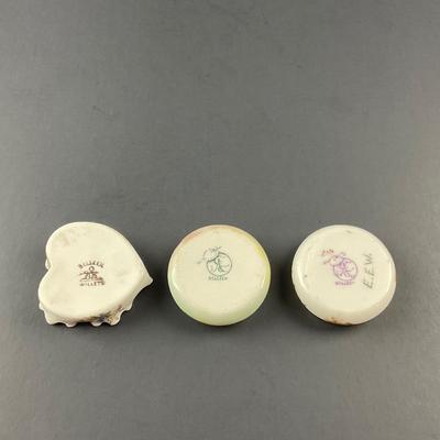-88- BELLEEK | Hand Painted Salt Cellars | Marked