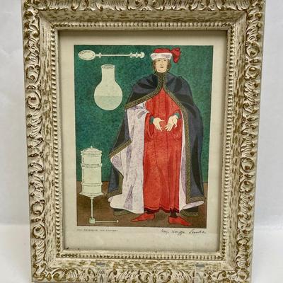 Physician 16th Century Framed Watercolor by Warja Honegger Lavater 1962