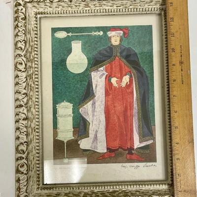 Physician 16th Century Framed Watercolor by Warja Honegger Lavater 1962