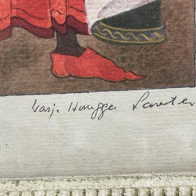 Physician 16th Century Framed Watercolor by Warja Honegger Lavater 1962