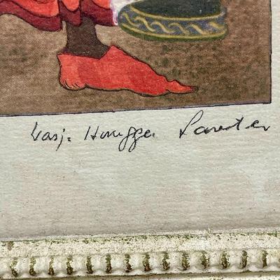 Physician 16th Century Framed Watercolor by Warja Honegger Lavater 1962