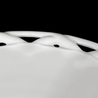 Large Pedestal Lace Edge Milk Glass Cake Plate