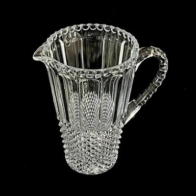 Vtg. Diamond Cut Crystal Pitcher