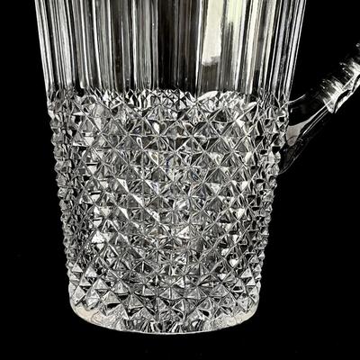 Vtg. Diamond Cut Crystal Pitcher