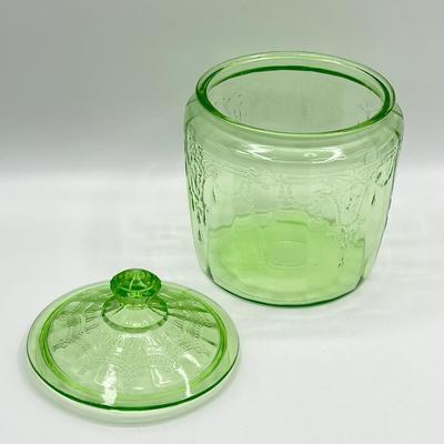 ANCHOR HOCKING ~ Uranium Glass Biscuit Jar ~