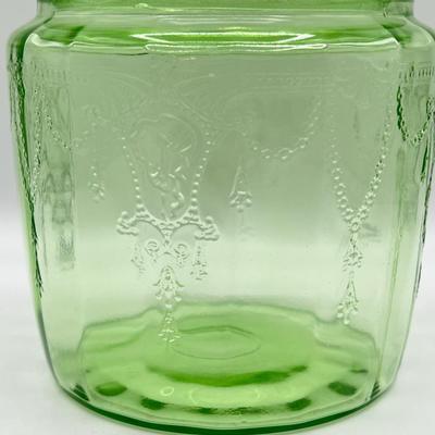 ANCHOR HOCKING ~ Uranium Glass Biscuit Jar ~