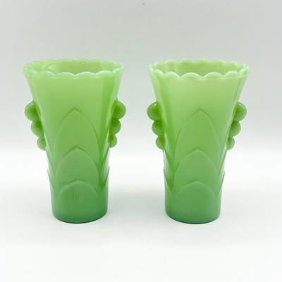 Pair (2) Jadeite Bud Vases