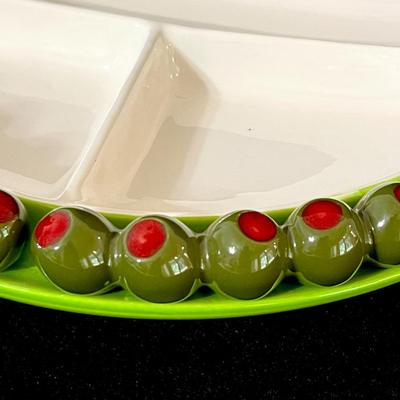 SHAFFORD ~ Bon Appetite ~ Vtg. Olive Divided Serving Tray