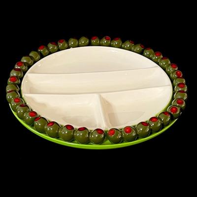 SHAFFORD ~ Bon Appetite ~ Vtg. Olive Divided Serving Tray