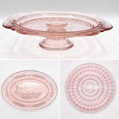 Three (3) Piece Pink Depression Glass