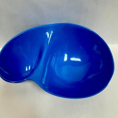 Vintage Blue Wave Divided Melamine Dish, Chip and Dip Server, Snack Dish