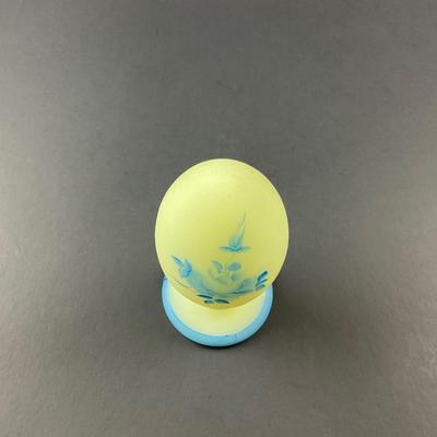 -89- FENTON | Hand Painted Egg | Uranium Glass | Signed