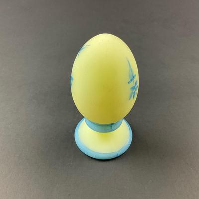 -89- FENTON | Hand Painted Egg | Uranium Glass | Signed