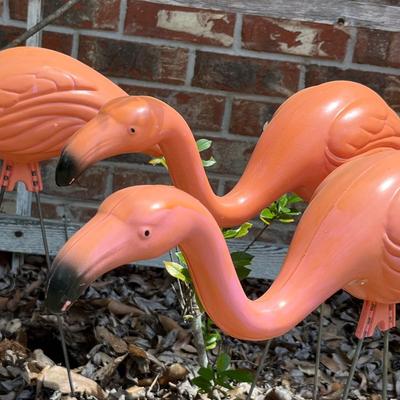 Outdoor Garden Pink Flamingos ~ Set Of Ten (10)