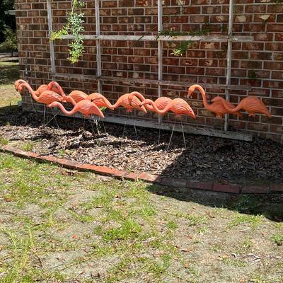 Outdoor Garden Pink Flamingos ~ Set Of Ten (10)