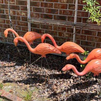 Outdoor Garden Pink Flamingos ~ Set Of Ten (10)