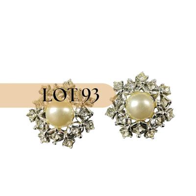 -93- SARAH COVENTRY | Small Rhinestone & Pearl Pins | Marked
