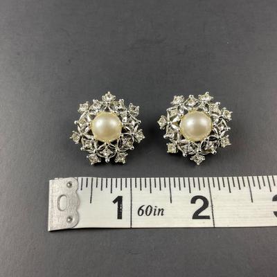 -93- SARAH COVENTRY | Small Rhinestone & Pearl Pins | Marked