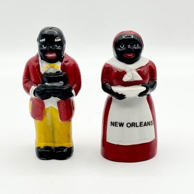 Vtg. Mammy & Uncle Mose Porcelain Salt & Pepper Shaker