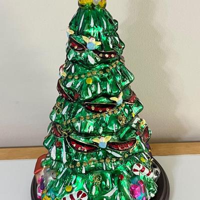 THOMAS PACCONI CLASSICS INC. ~ Large Blown Glass Ornament With Wooden Base