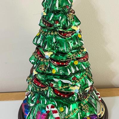 THOMAS PACCONI CLASSICS INC. ~ Large Blown Glass Ornament With Wooden Base