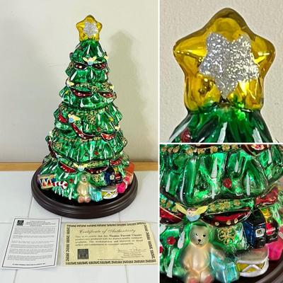 THOMAS PACCONI CLASSICS INC. ~ Large Blown Glass Ornament With Wooden Base
