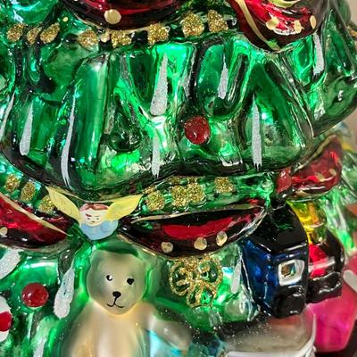 THOMAS PACCONI CLASSICS INC. ~ Large Blown Glass Ornament With Wooden Base