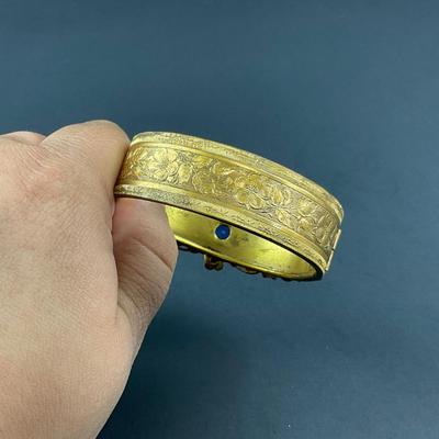 -96- COSTUME | Blue Rhinestone & Gold Tone Bracelet