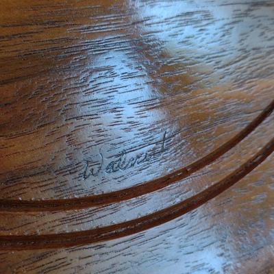 Turned Footed Wood Bowl with Fish Design by Bobby Phillips- Walnut- Approx 17" in Diameter (#54)