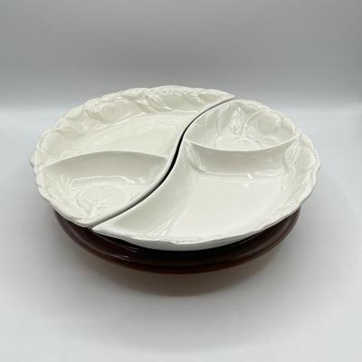 BELMAR OF CAL ~ Ceramic Divided Serving Dish On Lazy Susan