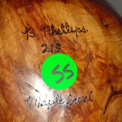 Turned Wooden Clock by Bobby Phillips- Maple Burl (#55)