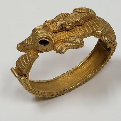 Vintage Alligator Clamper-Style Bracelet
