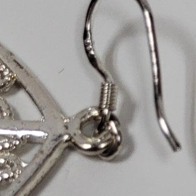 Filigree Detail Silver Leaf Earrings