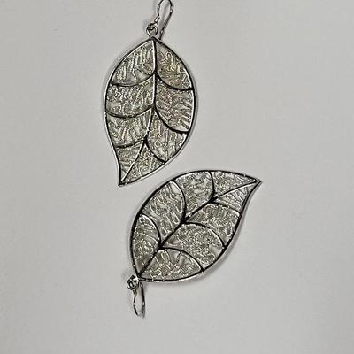 Filigree Detail Silver Leaf Earrings
