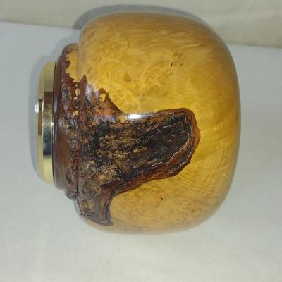 Turned Wooden Clock by Bobby Phillips- Maple Burl and Walnut (#57).