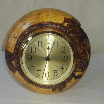 Turned Wooden Clock by Bobby Phillips- Maple Burl and Walnut (#57).