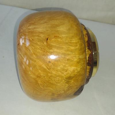 Turned Wooden Clock by Bobby Phillips- Maple Burl and Walnut (#57).