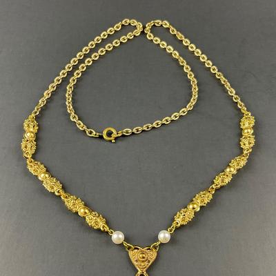 -98- CAMEO | Made In West Germany Amber Necklace | Marked