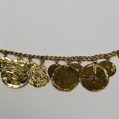 Designer KJL Goldtone Medallion Charms Bracelet
