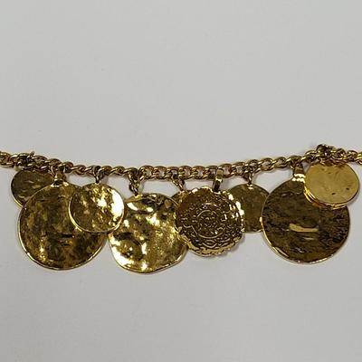 Designer KJL Goldtone Medallion Charms Bracelet