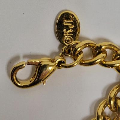 Designer KJL Goldtone Medallion Charms Bracelet