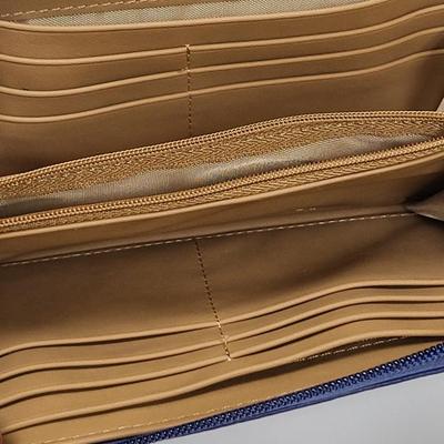 New LODIS Blue Leather Zip-Around Wallet