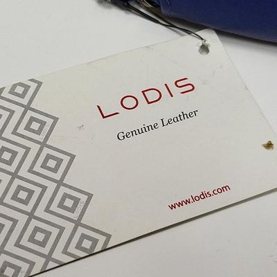 New LODIS Blue Leather Zip-Around Wallet