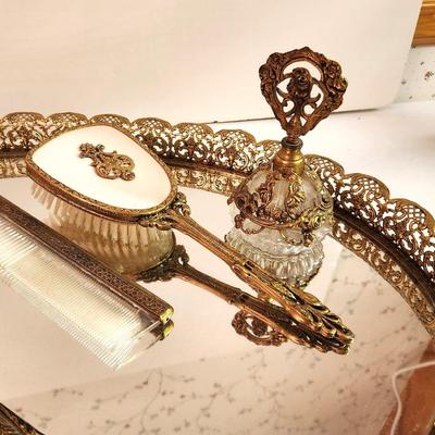Lot #58 Beaituful Vintage Vanity Tray with Matching accessories