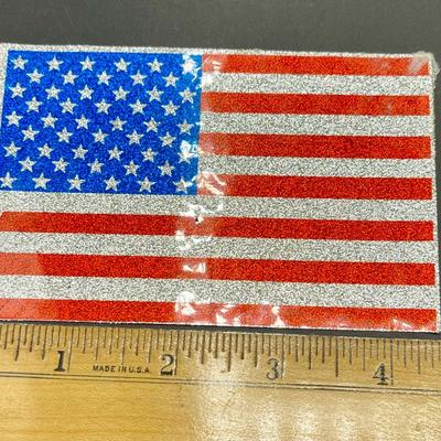 Vintage American Flag Glitter Patriot United States USA Sticker Decal