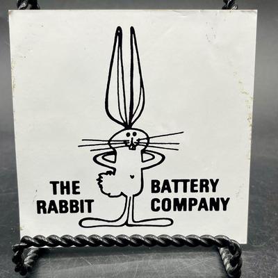 Vintage 1970's Vinyl Automotive Equipment Sticker "THE RABBIT BATTERY COMPANY"