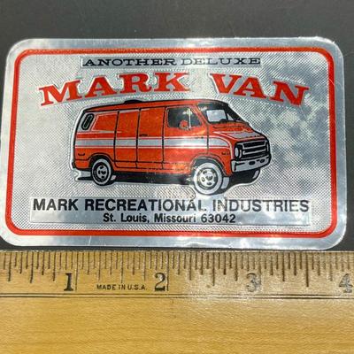 Vintage 1970's Automotive Equipment Vinyl Sticker Decal for Mark Van - Mark Recreational Industries
