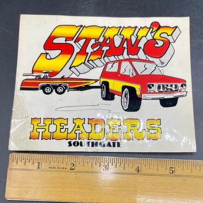 Vintage 1970's Advertising Sticker Decal for Stan's Headers in Southgate, CA